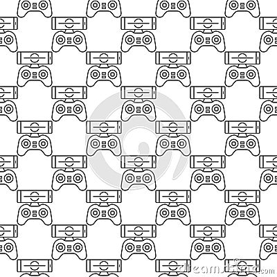 Drone Game Controller with Smartphone vector concept thin line seamless pattern Stock Photo