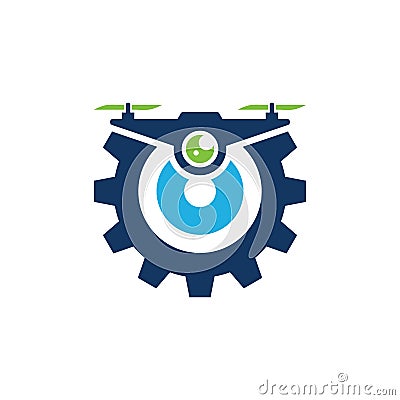 Drone Gear Logo Icon Design Vector Illustration