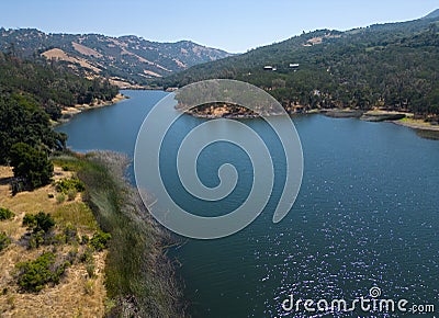 Lake Hennessey, Napa County, California from the air Stock Photo