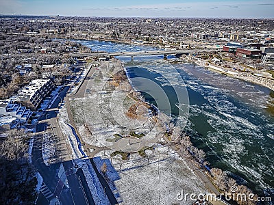 Nutana Neighborhood Aerial View in Saskatoon Stock Photo