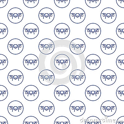 Drone inside Circle vector Quadrotor concept line round seamless pattern Stock Photo