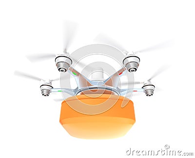 Drone mounted with compact container for fast delivery concept Stock Photo