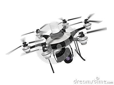 Drone mounted with DSLR for aerial photography Stock Photo