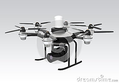 Drone mounted with DSLR for aerial photography Stock Photo