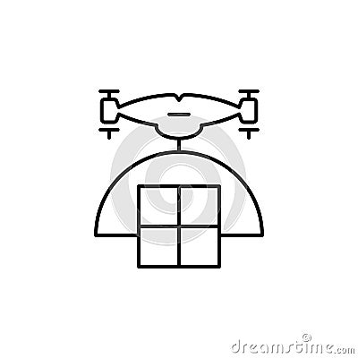 drone with parcel icon. Element of drones for mobile concept and web apps illustration. Thin line icon for website design and deve Cartoon Illustration