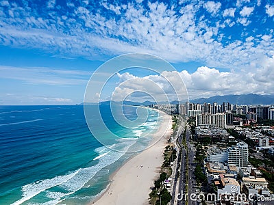 Drone photo of Barra da Tijuca beach, Rio de Janeiro, Brazil. Stock Photo