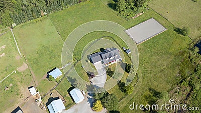 Drone view of single family house Stock Photo