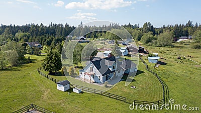 Drone view of single family house Stock Photo