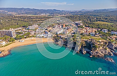 Drone picture over the Costa Brava coastal, small village La Fosca of Spain Stock Photo