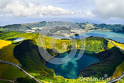 Drone point of view beautiful nature of Azores Island Stock Photo