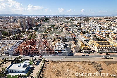 Drone point of view spanish resort town of Torrevieja. Spain Editorial Stock Photo