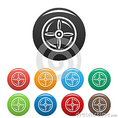 Drone propeller icons set color Vector Illustration