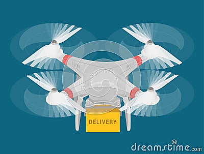 Drone quadcopter delivery concept 3d web isometric infographic Vector Illustration