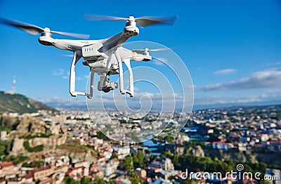 Drone quadcopter with digital camera Stock Photo