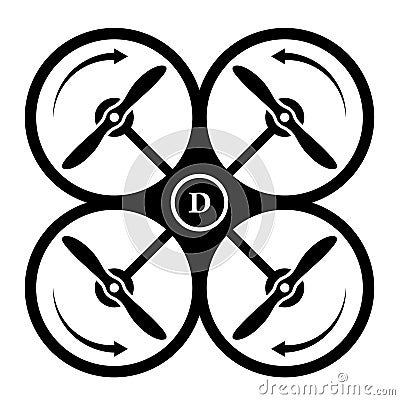 Drone quadcopter direction of rotation black symbol Vector Illustration