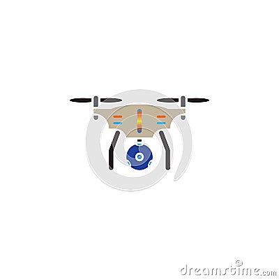 Drone quadcopter with panoramic camera icon vector, solid logo illustration, pictogram isolated on white. Vector Illustration