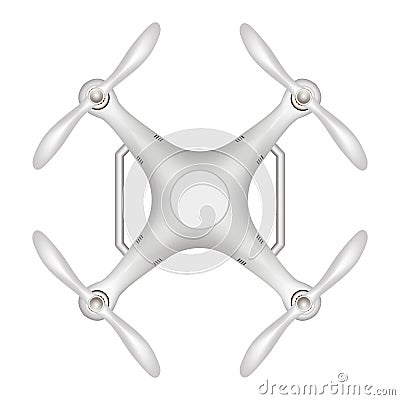 Drone, quadcopter top view. Isolated on a white background. Modern automatic drone. Aero photography. Unmanned aerial vehicle. Vector Illustration