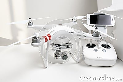 Drone quadrocopter Dji Phantom 3 Advanced Editorial Stock Photo