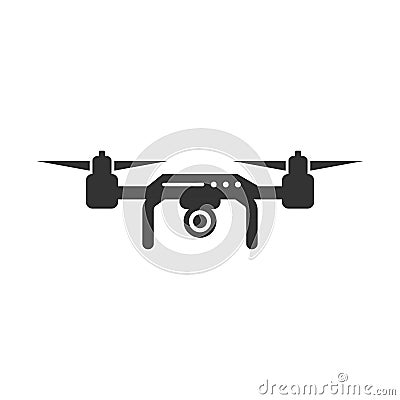 Drone quadrocopter icon in flat style. Quadcopter camera vector illustration on white isolated background. Helicopter flight Vector Illustration