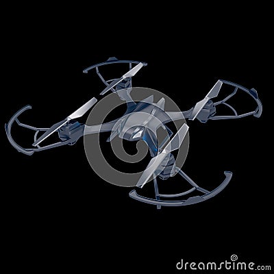 Drone quadrocopter. New tool for aerial photo and video. 3d illustration Cartoon Illustration