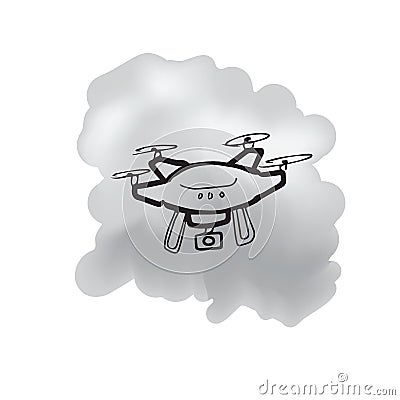 Drone radio control cartoon drawing Vector Illustration