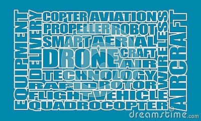 Drone relative word cloud Vector Illustration