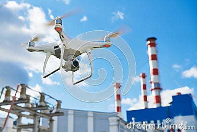 Drone service. power electrical station inspection Stock Photo