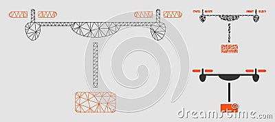 Drone Shipment Vector Mesh Network Model and Triangle Mosaic Icon Vector Illustration