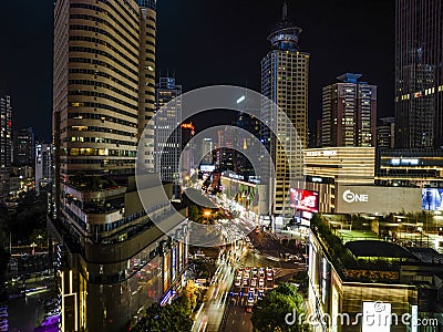 The night view of the city downtown Editorial Stock Photo