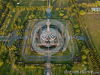 Drone shot of Bajra Sandhi Monument at Renon Denpasar Bali Stock Photo