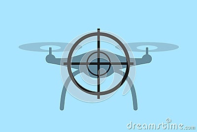 Drone is shot down by gun Vector Illustration