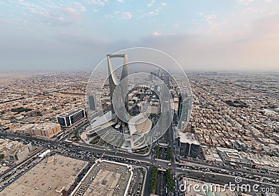 Drone shot flying. Saudi Arabia. Riyadh. Road. Day. Editorial Stock Photo