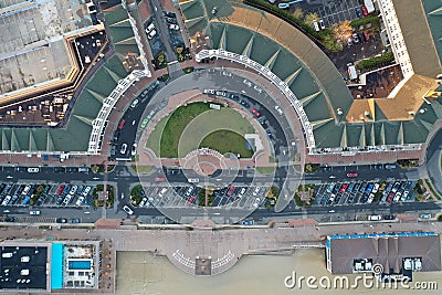 Drone shot of the Pier Village oceanfront neighborhood in Long Branch, New Jersey Stock Photo