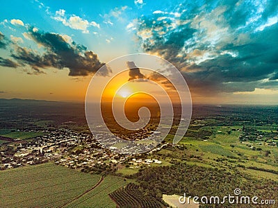 Drone shot sunset Stock Photo