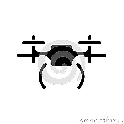 Drone symbol flat black line icon, Vector Illustration Stock Photo