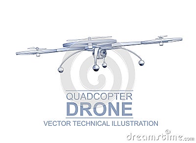 Drone Technical Illustration Vector Illustration