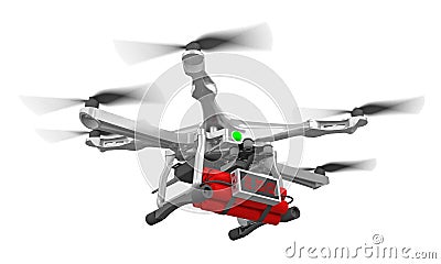 Drone with time bomb 3d rendering Stock Photo