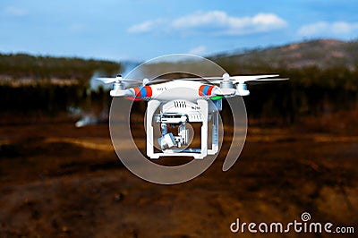 Drone up in the air Stock Photo