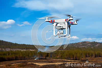 Drone up in the air Stock Photo