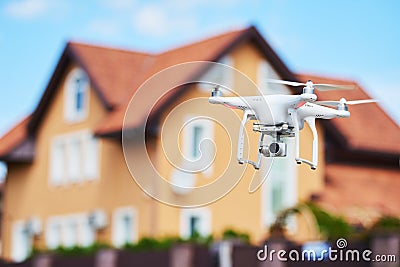 Drone usage. private property protection or real estate check Stock Photo