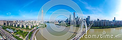 Drone view downtown of Guangzhou China Stock Photo