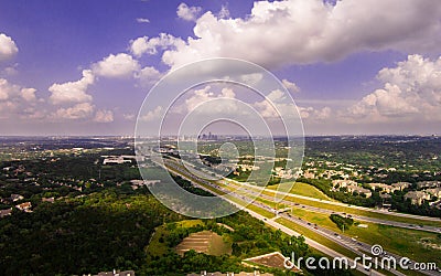 Drone view of highway Stock Photo