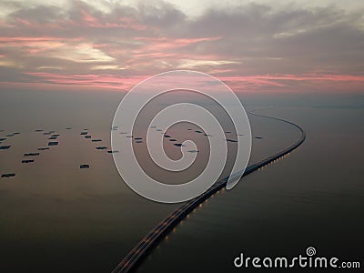 Drone view Penang Second Bridge Stock Photo