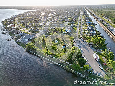 Drone view of the scenic Pine Island, Cape Coral in Florida, US Stock Photo
