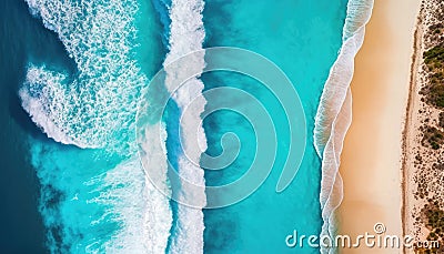 drone view of the waves crashing on a beach in the pacific made with generative ai Stock Photo