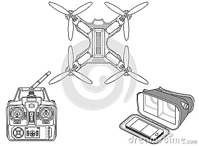 Drone with VR gear Stock Photo