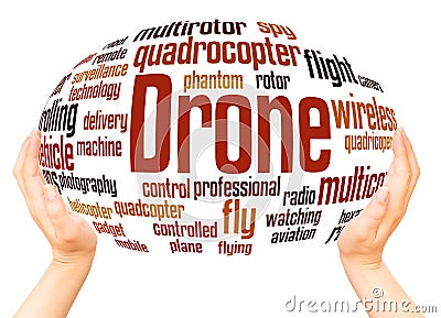 Drone word cloud hand sphere concept Stock Photo