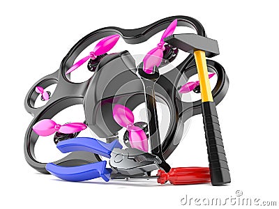 Drone with work tools Stock Photo