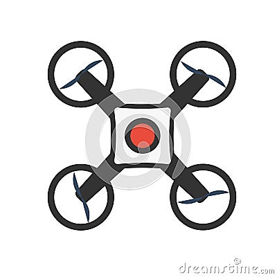 Drones with action camera. Flat design. Drone quadrocopter. Stock Photo