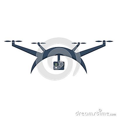 Drones with action camera. Flat design. Drone quadrocopter. Stock Photo